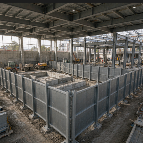 Construction zone partition hoarding installation