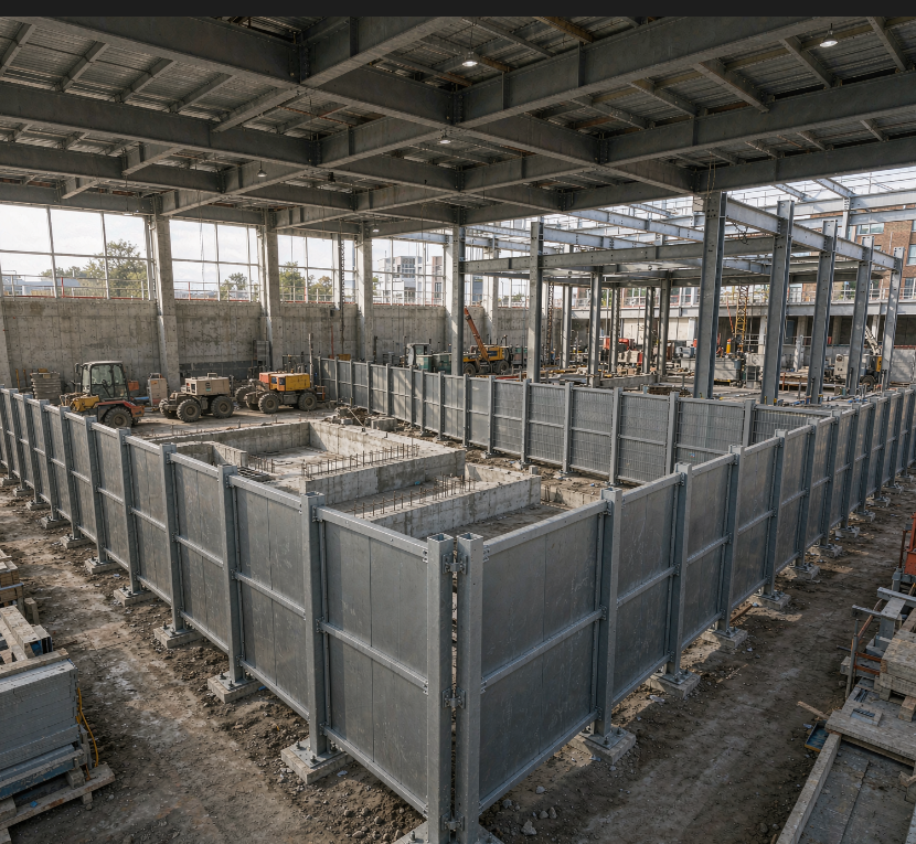 Construction zone partition hoarding installation