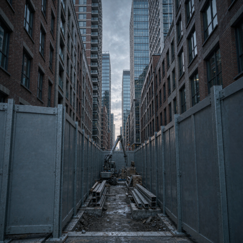 High-density urban construction hoarding installation