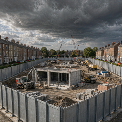 Large-scale project perimeter hoarding installation