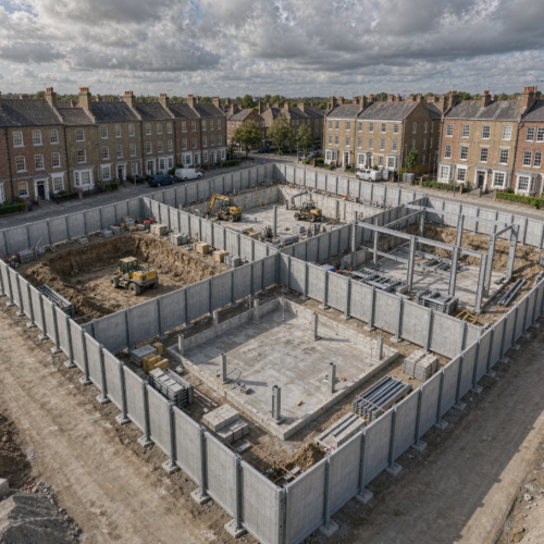 Multi-zone construction hoarding installation