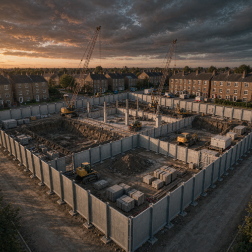 Site-wide temporary hoarding installation