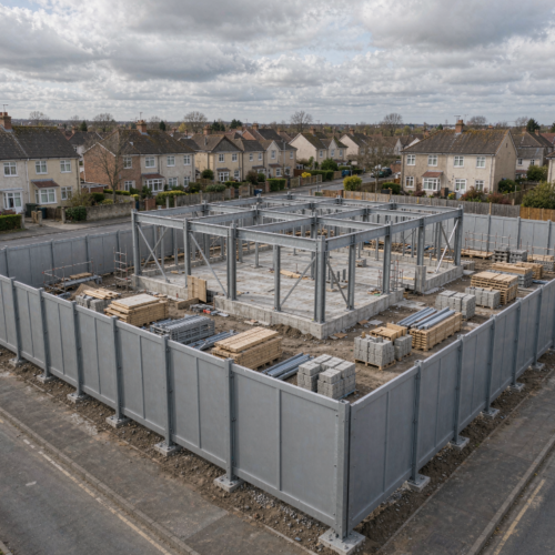Medium-scale construction site hoarding installation