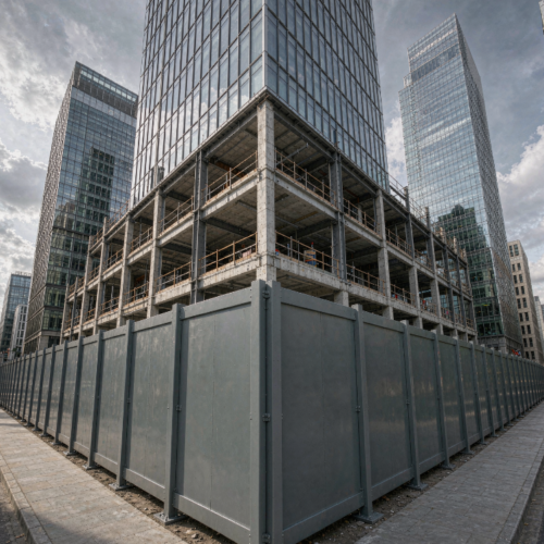 Commercial construction hoarding installation