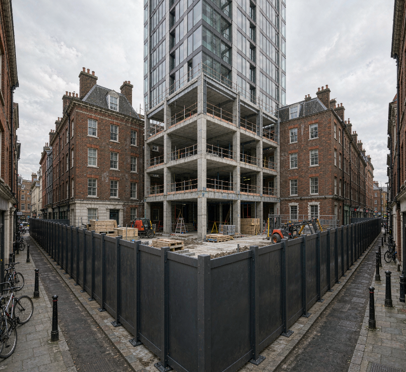 Urban construction hoarding installation